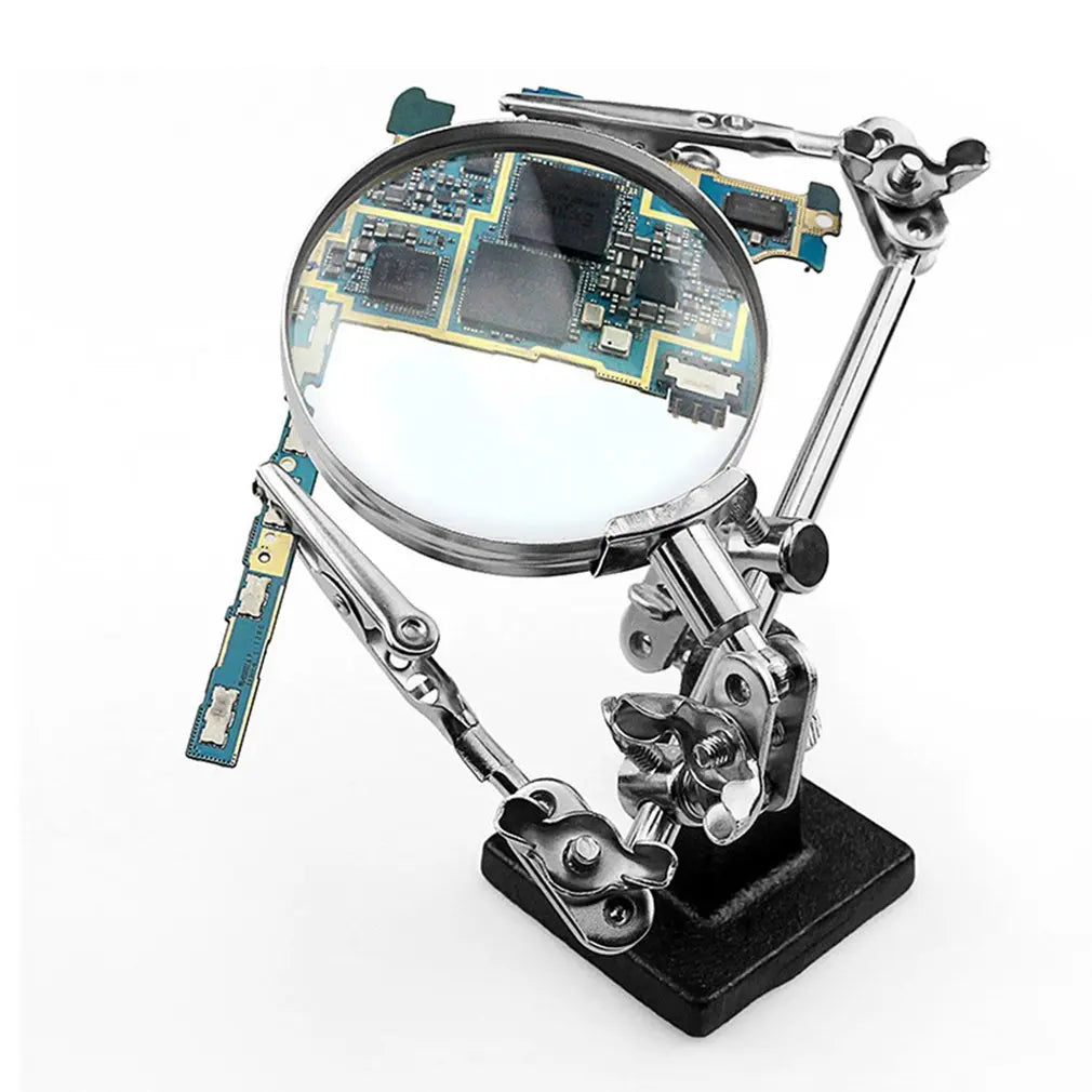 Helping Hands Magnifier Stand with 5X Magnifying Glass & Dual Alligator Clips