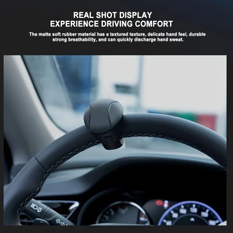 Easy-Grip Steering Wheel Knob — 360° Rotation, One-Hand Operation