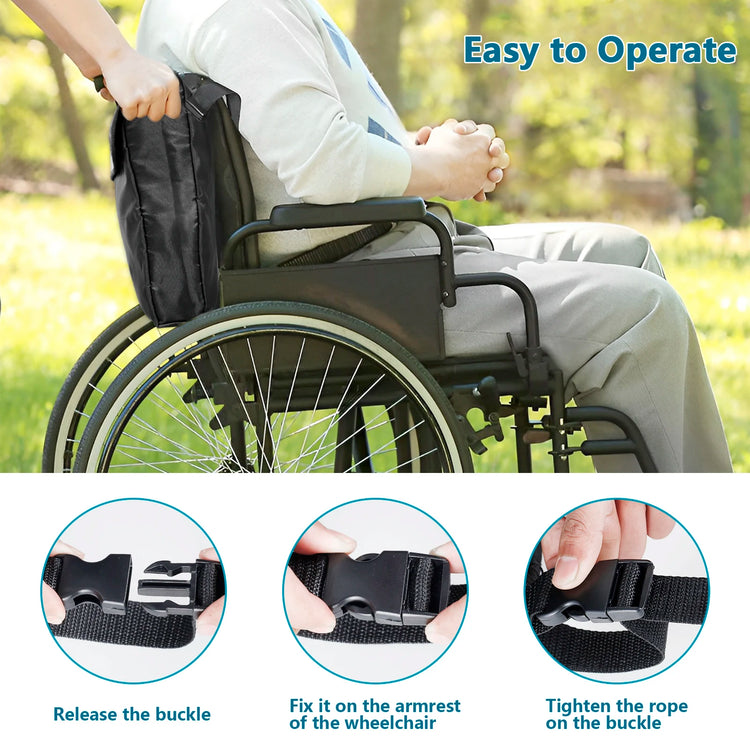 Wheelchair Bag Waterproof Wheelchair Pouch with Secure Reflective Strip Large Capacity Multifunctional Disabled Aid Carry Bag