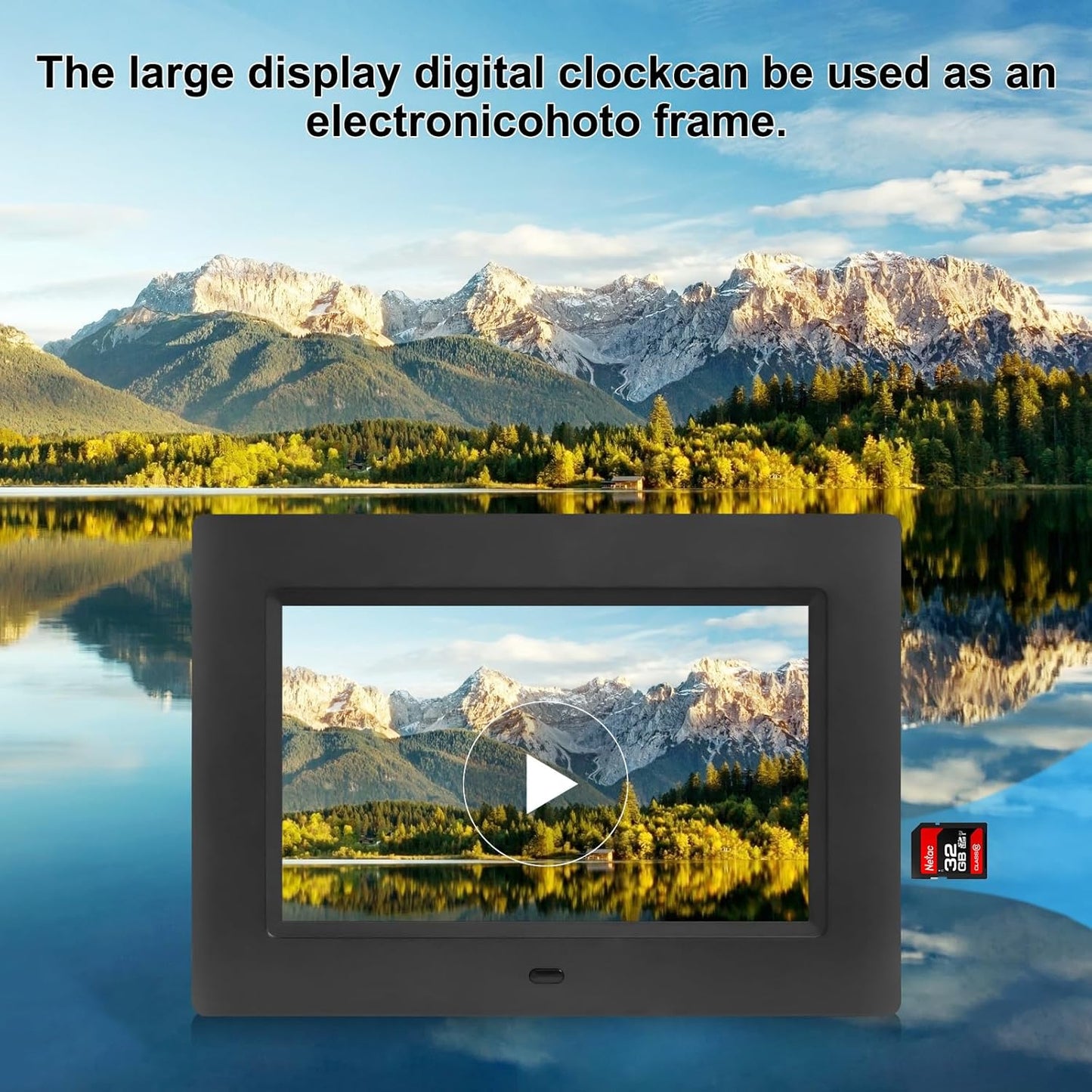 7'' Dementia Clocks with 12 Alarm Options, Digital Clock with Date and Day for Elderly,Large Clear Digits,Auto-Dim, 4 Diaplay, Digital Calendar Day Clock for Seniors (Black)