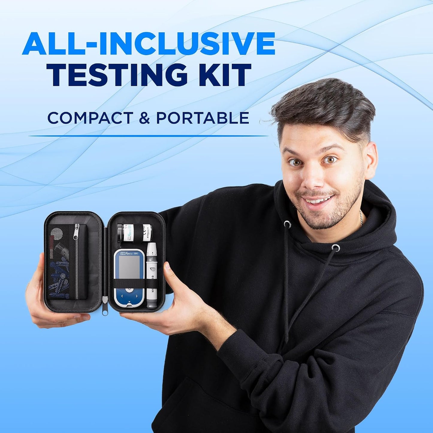 Gluconavii Blood Glucose Monitor Kit | Blood Sugar Monitor with Test Strips & Lancets | Diabetes Testing Kit | Blood Glucose Monitoring System for Home & Travel Use