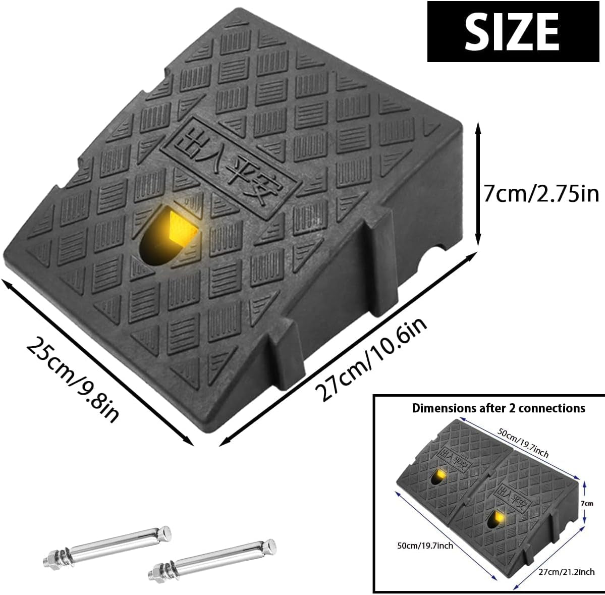 Kerb Ramps, Curb Ramp, Portable Lightweight Ramps 2PCS Threshold Ramps, for Driveway, Sidewalk, Car, Scooter, Set of 2 with 2 Expansion Bolts (10.6"X9.8"X2.76"-2Pcs)