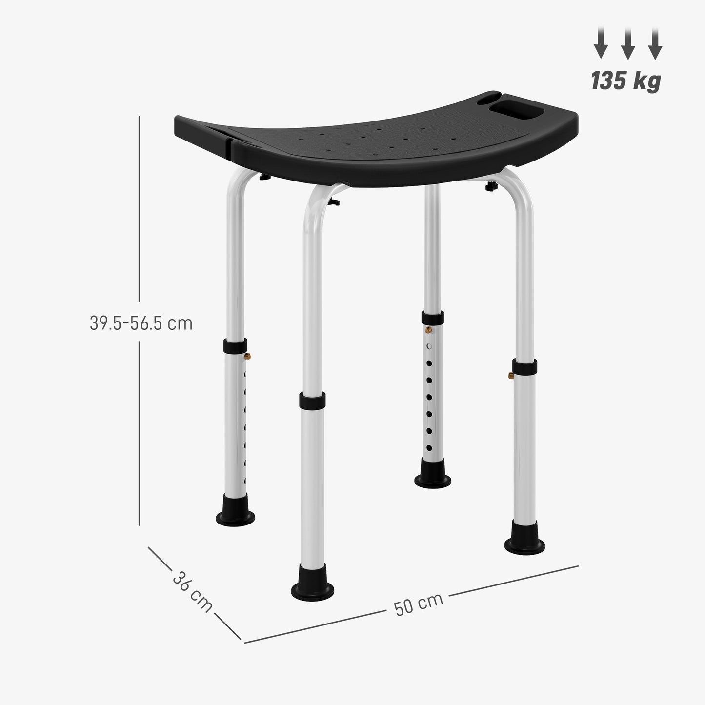 Height Adjustable Shower Stool W/ Non-Slip Foot Pads for Elderly Disabled
