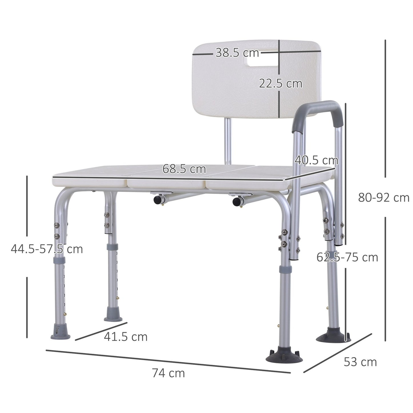 Non Slip Bath Transfer Bench for Elderly with Adjustable Height 300Lbs Capacity