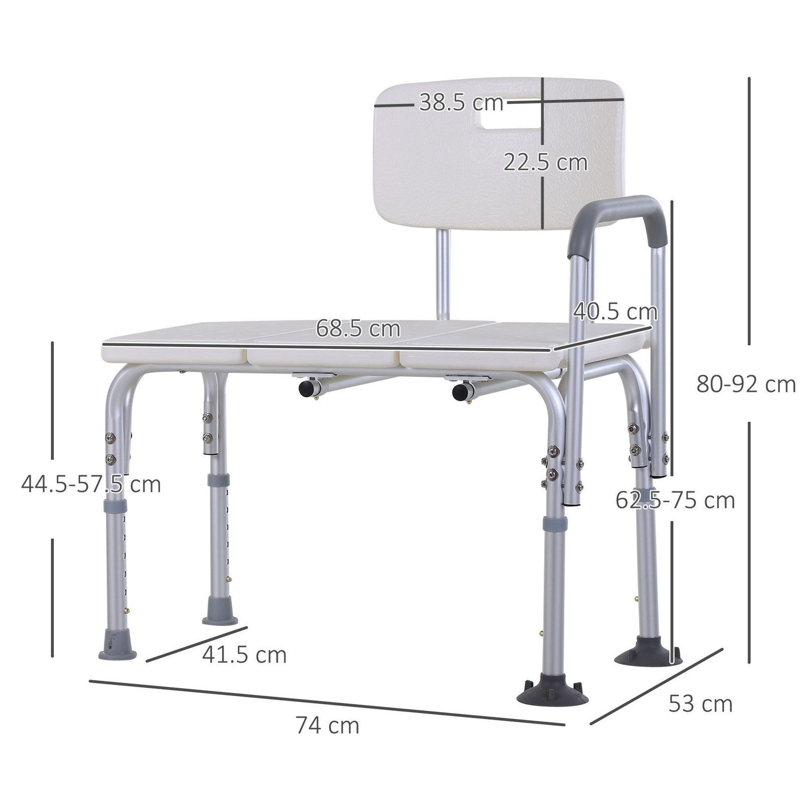 Non Slip Bath Transfer Bench for Elderly with Adjustable Height 300Lbs Capacity