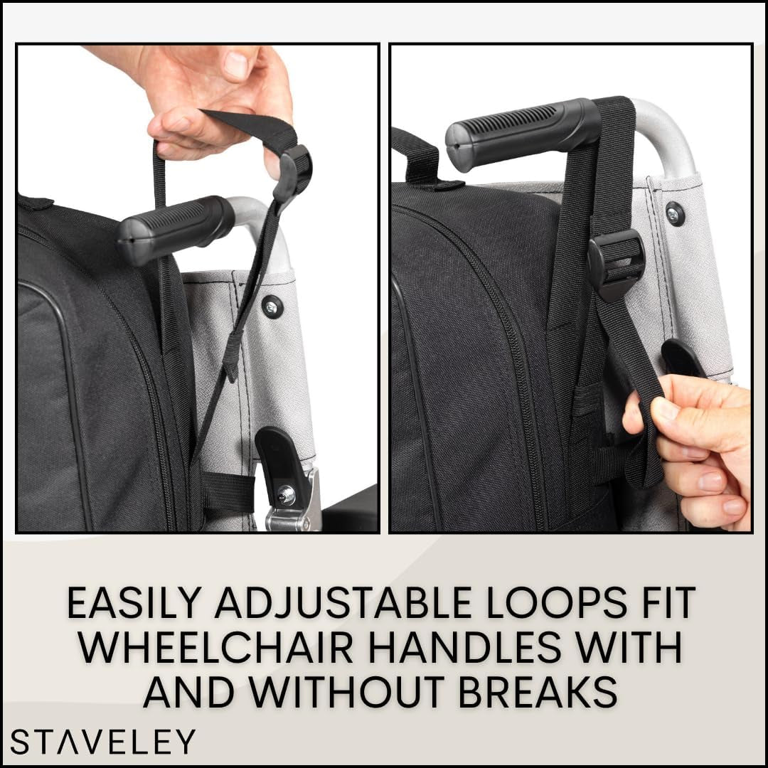 Wheelchair Bag | Wheelchair Backpack and Wheelchair Bags for Back of Chair | Electric Wheelchair Storage Bag Accessories for Daily Travel and Shopping (Black)