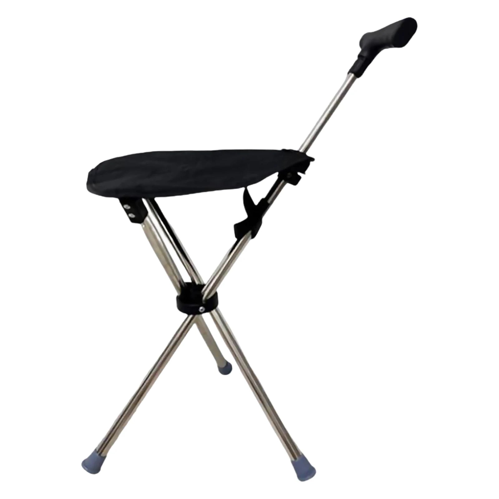 Foldable Walking Cane with Chair 2-In-1 Walking Stick for Elderly Unisex (Black)