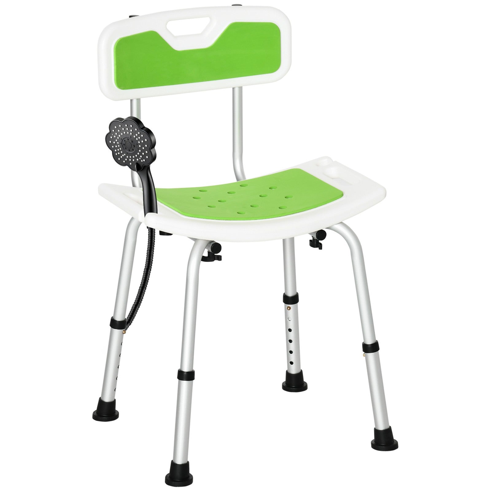 HOMCOM Shower Stool for Elderly Disabled Adjustable Shower Stool Green