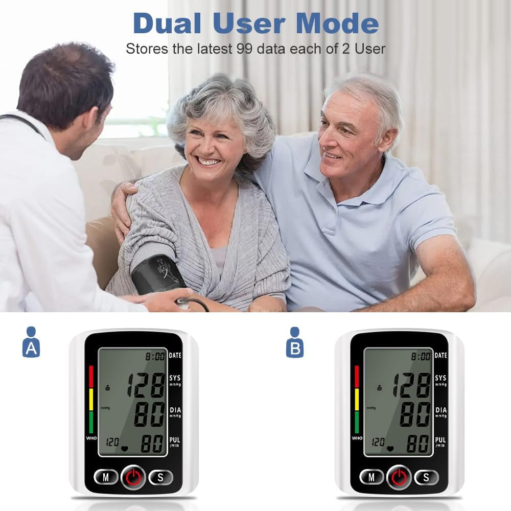 Blood Pressure Machine, Blood Pressure Monitors with Dual User Mode 2 X 99 Memories, Upper Arm Blood Pressure Monitors, Blood Pressure Machine for Home Use (Cuff 22-32Cm)