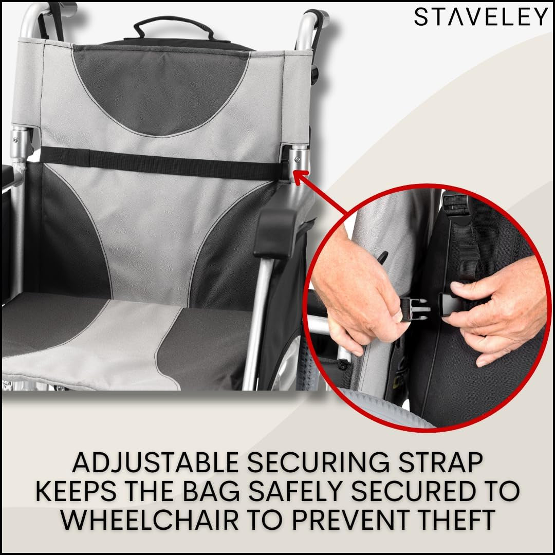 Wheelchair Bag | Wheelchair Backpack and Wheelchair Bags for Back of Chair | Electric Wheelchair Storage Bag Accessories for Daily Travel and Shopping (Black)