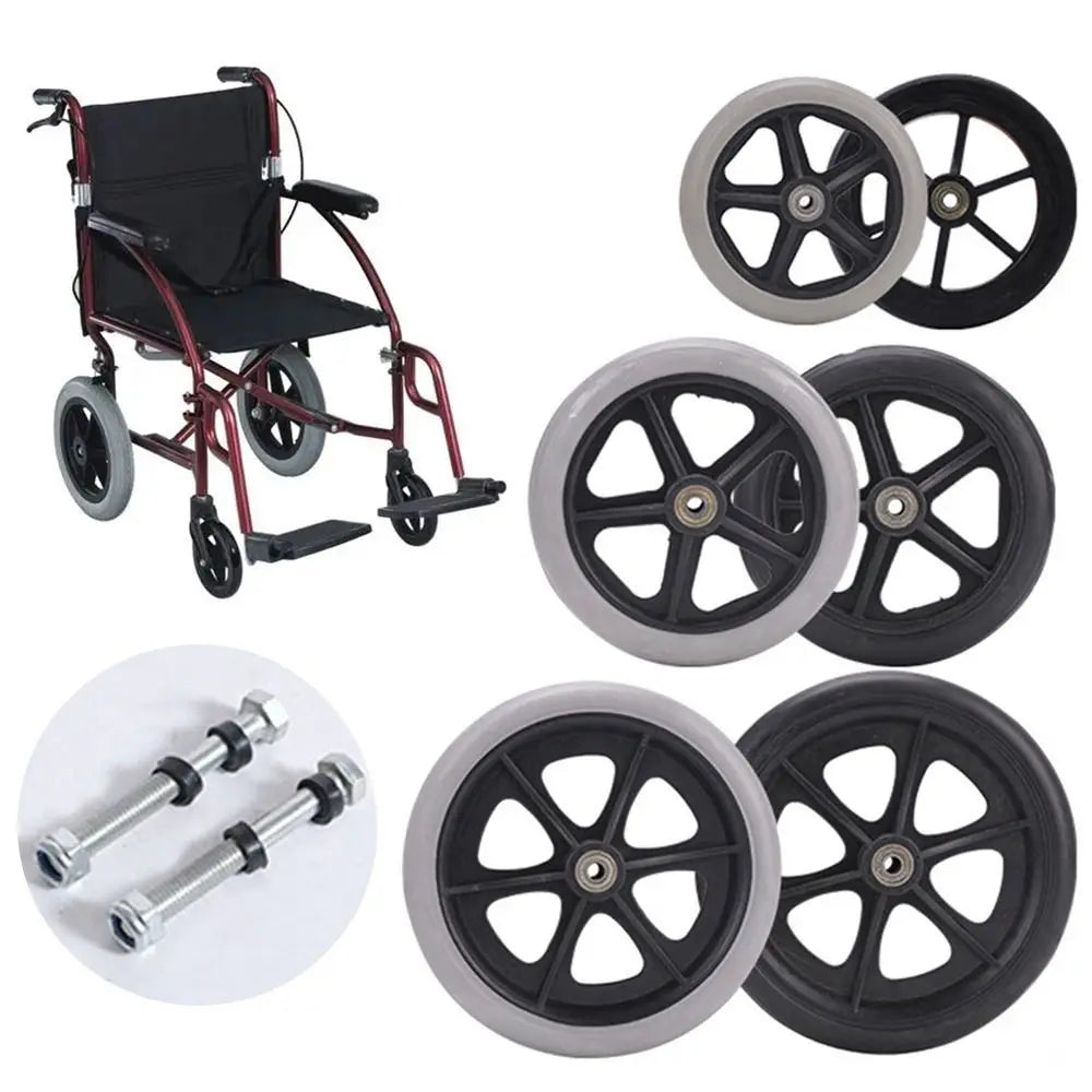 Heavy-Duty Flexible Solid Tire Replacement Wheels for Wheelchairs - Available in 6, 7, and 8 Inches