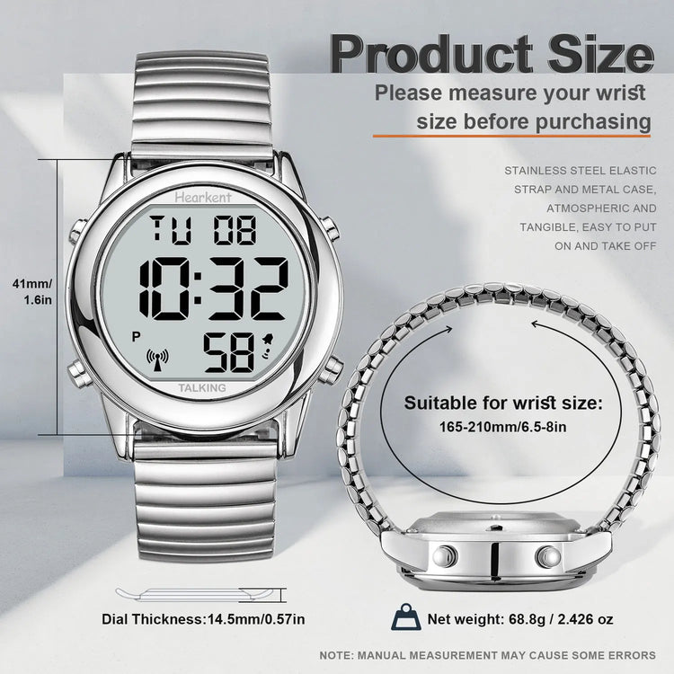 Man'S Watch for Blind Atomic Talking Watch German/English Radio Controlled Elderly Clock Watch with Alarm Wrist Watches