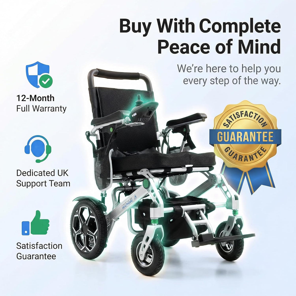 Free to Be Ultra Lightweight Folding Electric Wheelchair Aluminium