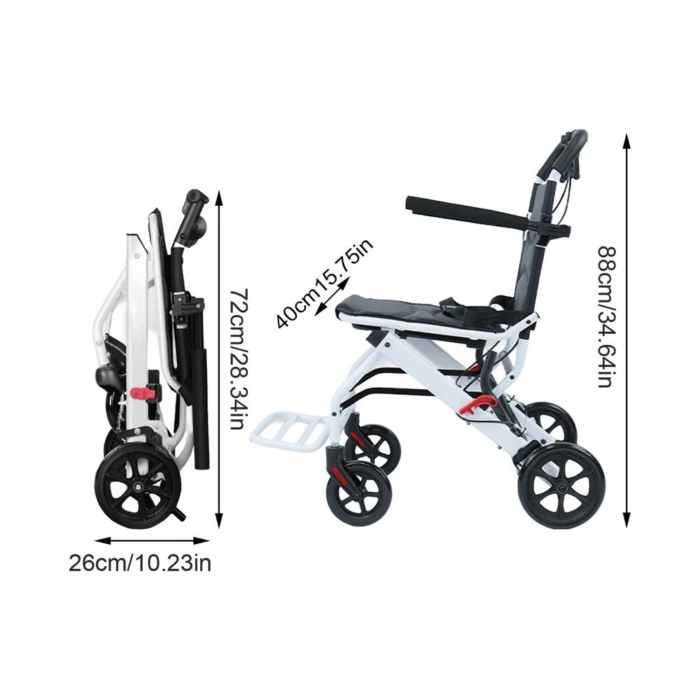 Folding Wheelchair Lightweight Portable Wheelchair with Adjustable Safety Strap