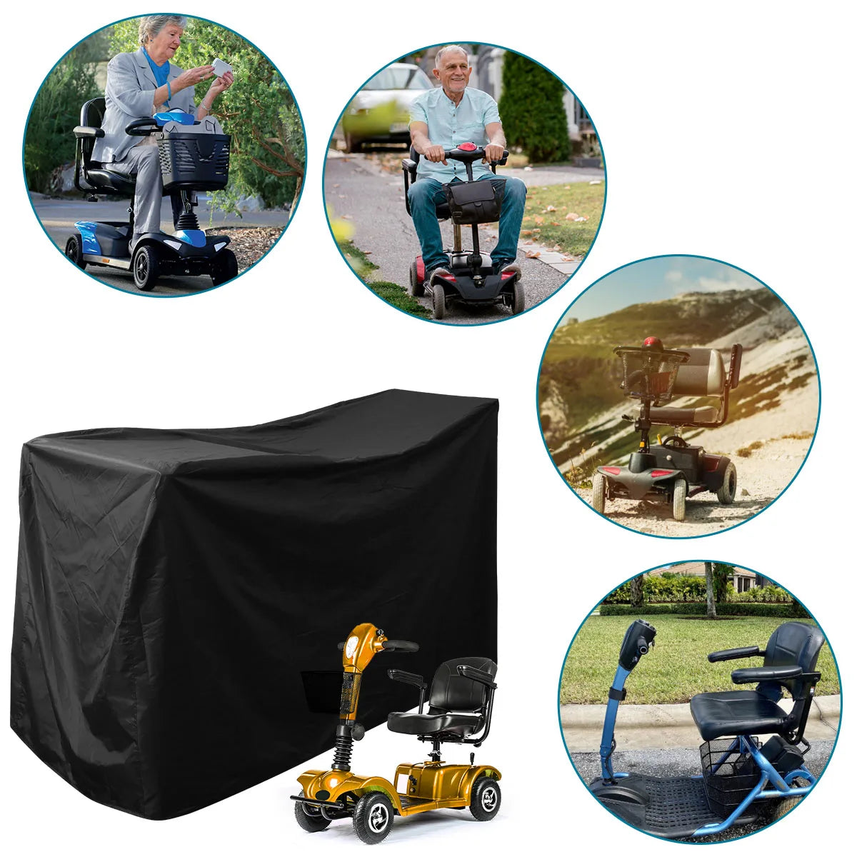 Mobility Scooter Cover Motorcycle Cover Waterproof Wheelchair Storage Outdoor Indoor Rain Protector from Dust Dirt Snow Sun Rays