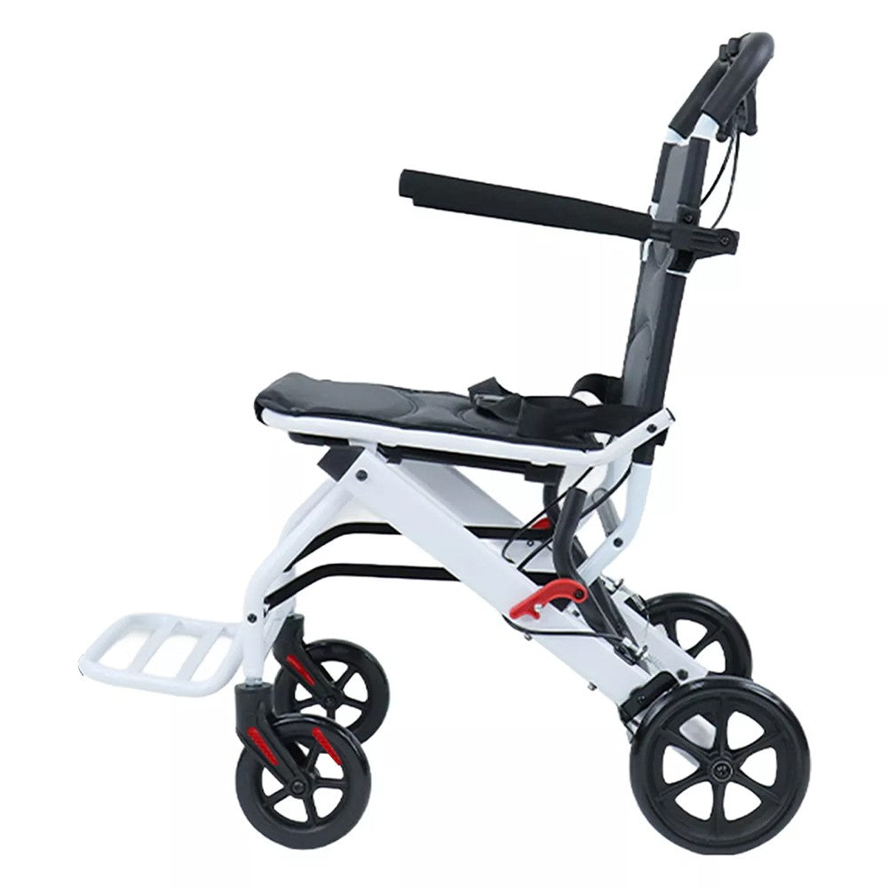 Folding Wheelchair Lightweight Portable Wheelchair with Adjustable Safety Strap