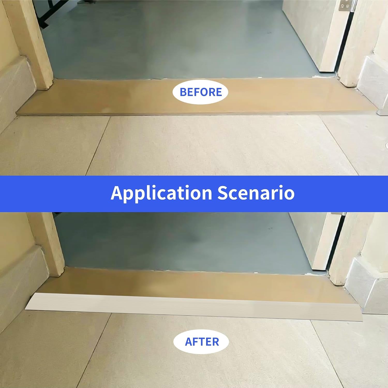 1 M Adhesive Door Threshold Ramp 5 Mm-10 Mm (H) PVC Transition Strips Floor Threshold Ramp, Width 5 Cm, Beige Wood Grain (Two Sides Adhesive)