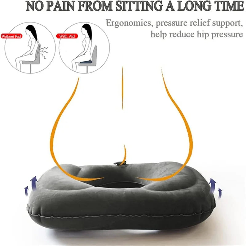Inflatable Donut Seat Cushion — Adjustable Firmness