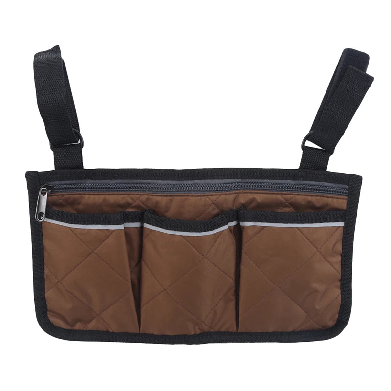 Wheelchair Bag Waterproof Pouch with Secure Reflective Strip Large Capacity Walker Storage Multifunctional