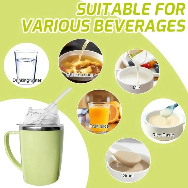 Creative 350Ml Drinking Aids Sippy Cup Stainless Steel anti Choke Straw Cup Easy-Clean Spill Proof Elderly Feeding Cup