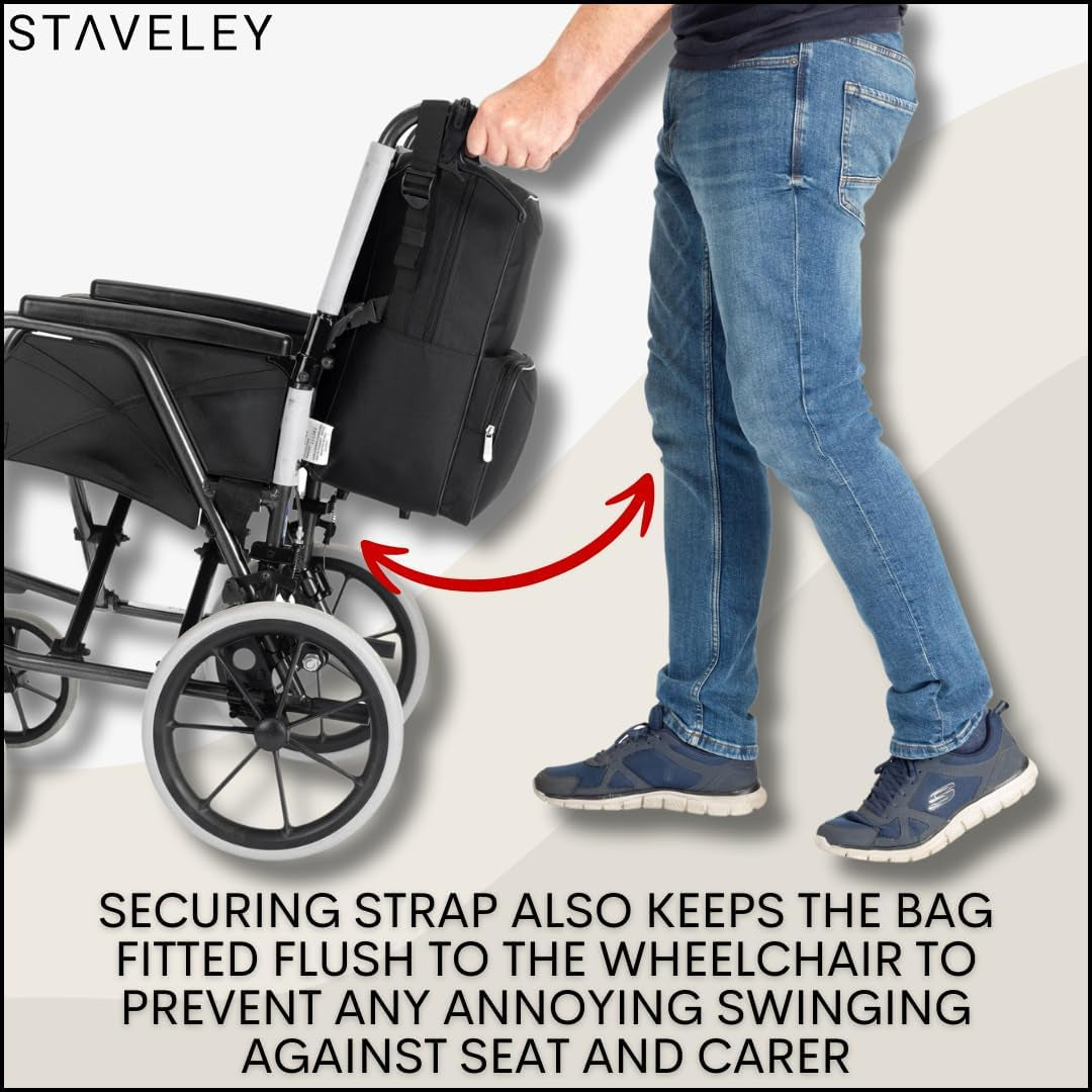 Wheelchair Bag | Wheelchair Backpack and Wheelchair Bags for Back of Chair | Electric Wheelchair Storage Bag Accessories for Daily Travel and Shopping (Black)