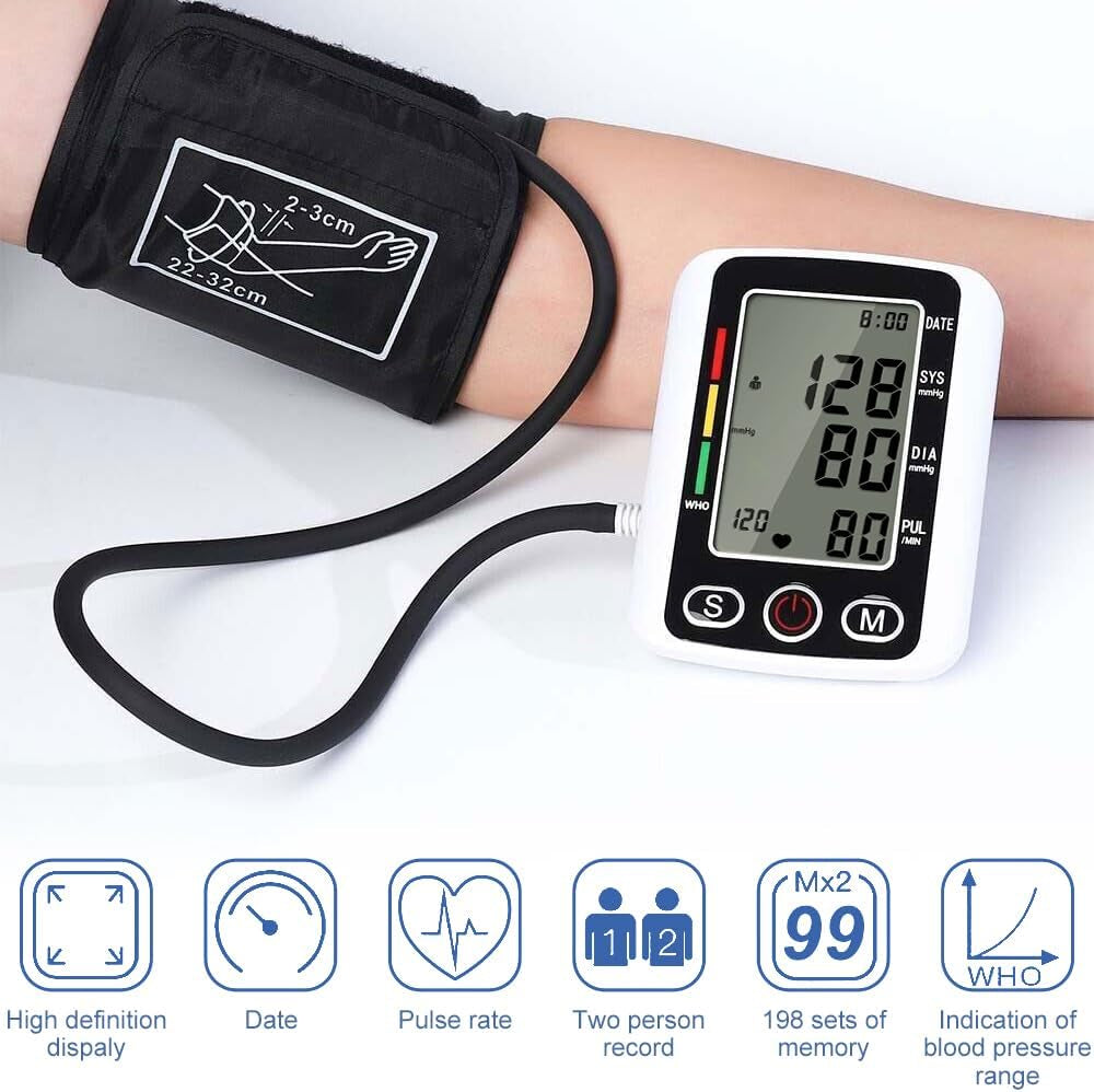 Blood Pressure Machine, Blood Pressure Monitors with Dual User Mode 2 X 99 Memories, Upper Arm Blood Pressure Monitors, Blood Pressure Machine for Home Use (Cuff 22-32Cm)