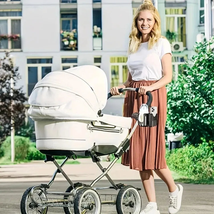 2-In-1 Universal Stroller Water Cup Holder with Phone Holder, Universal Bottle Holder for Wheelchair Stroller Accessories
