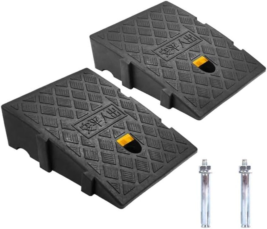 Kerb Ramps, Curb Ramp, Portable Lightweight Ramps 2PCS Threshold Ramps, for Driveway, Sidewalk, Car, Scooter, Set of 2 with 2 Expansion Bolts (10.6"X9.8"X2.76"-2Pcs)