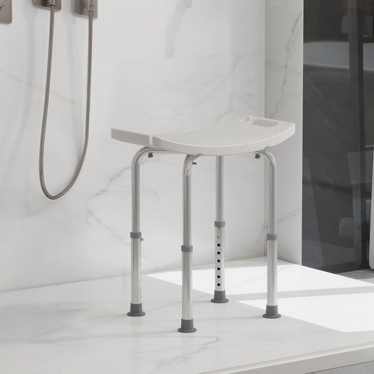 Height Adjustable Shower Stool W/ Non-Slip Foot Pads for Elderly Disabled