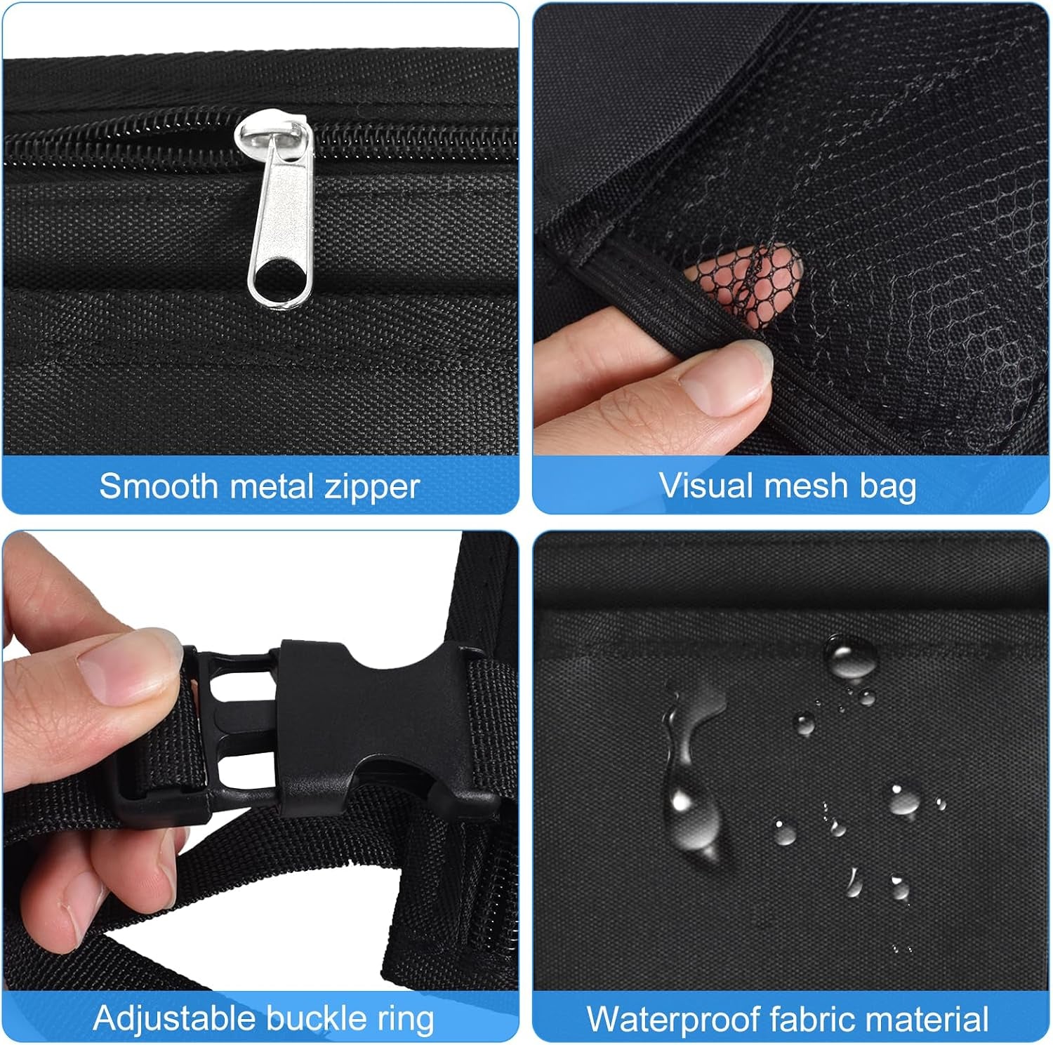 Wheelchair Side Bag, Wheelchair Side Storage Bag W/Cup Holder, Wheelchair Armrest Accessories Pouch with Pen Slot and Reflective Strips for Power Wheelchairs, Walkers, Rollators, Seniors (Black)