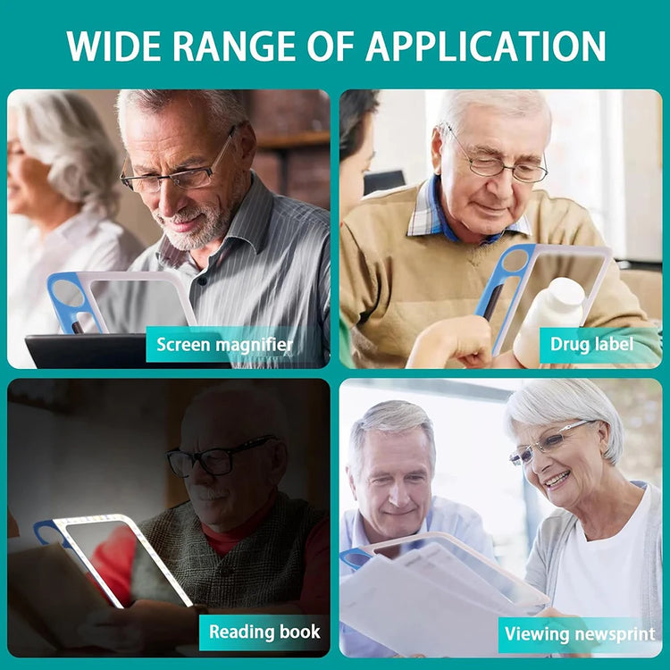 5X 10X Full Page Reading Magnifier with Illumination Handheld Magnifier for Elderly Reading Low Vision Magnifier