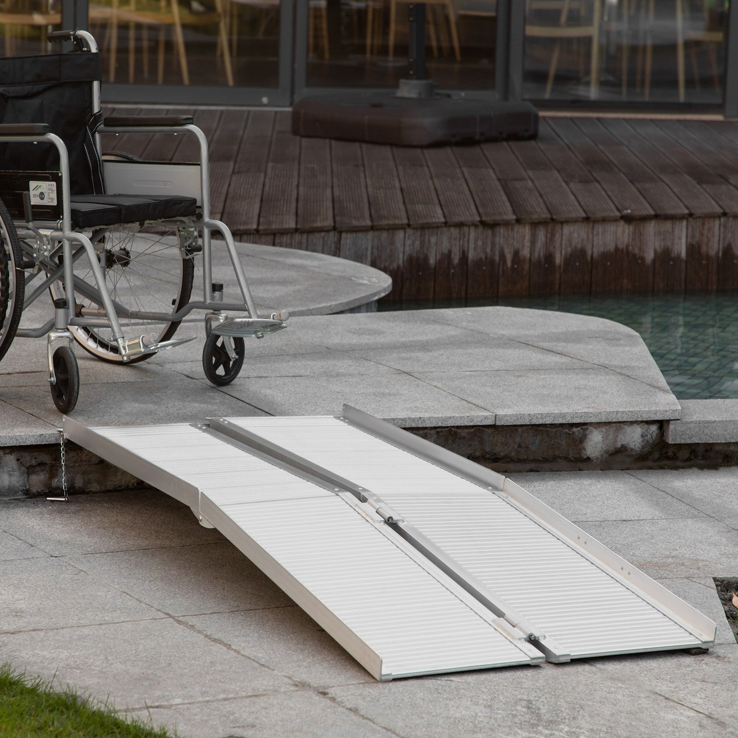 183 X 72 Cm Folding Wheelchair Ramp Aluminum Medical Mobility Threshold
