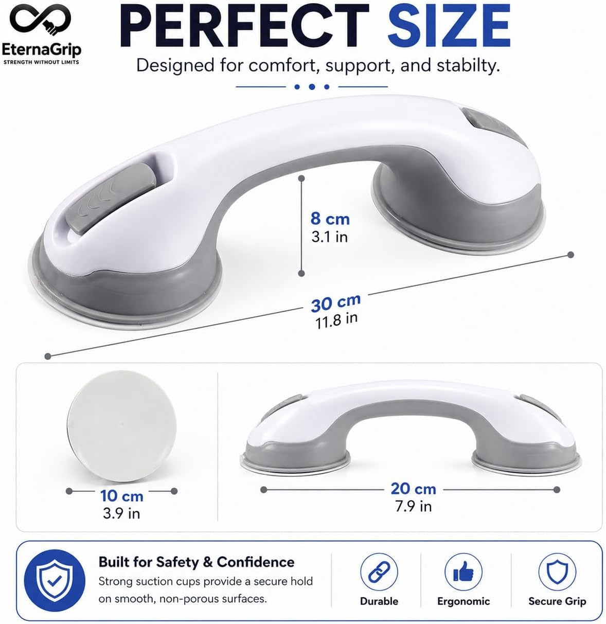 Suction Grab Rails for Bathroom – Shower Handle for Elderly, Strong Locking Suction Shower Grab Rail, Bathroom Safety Hand Rail, Portable Bath Handle for Shower & Bathroom Support