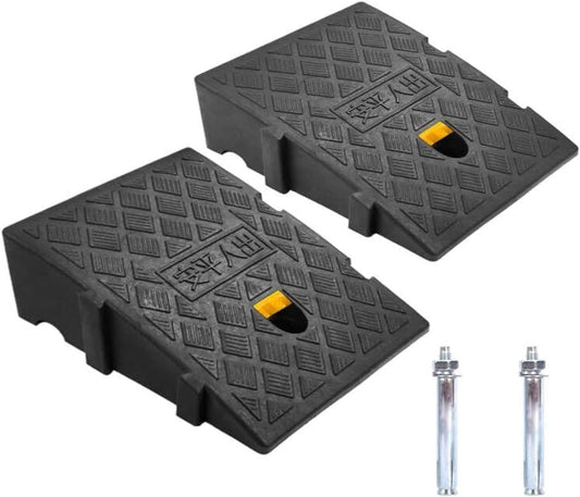 Kerb Ramps, Curb Ramp, Portable Lightweight Ramps 2PCS Threshold Ramps, for Driveway, Sidewalk, Car, Scooter, Set of 2 with 2 Expansion Bolts (10.6"X9.8"X2.76"-2Pcs)