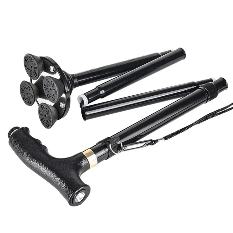 Walking Cane for Seniors - Adjustable Double Handle, 10-Height Quad Cane with Shock Absorption, Lightweight Mobility Aid