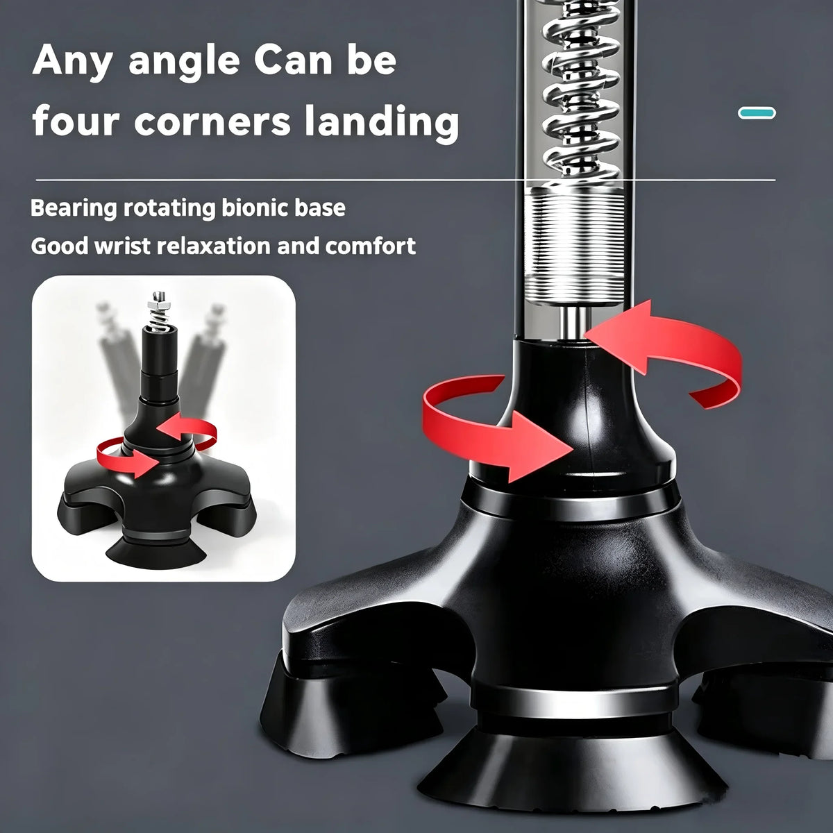 Walking Cane for Seniors - Adjustable Double Handle, 10-Height Quad Cane with Shock Absorption, Lightweight Mobility Aid