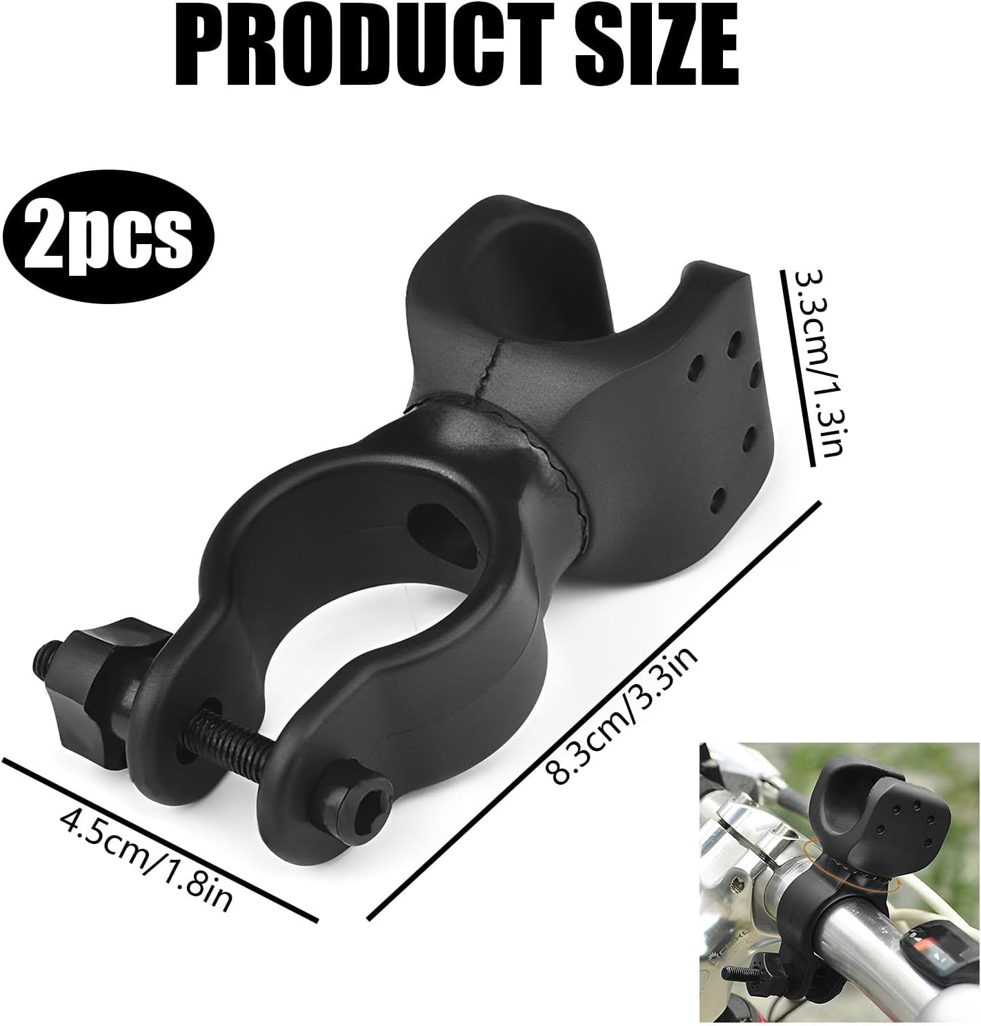 2Pcs Walking Stick Holder, Crutch Holder for Mobility Scooter with 360 Degree Rotatable Clip, Walking Stick Holder for Mobility Scooter, Easy Attach Mobility Scooter Accessories UK