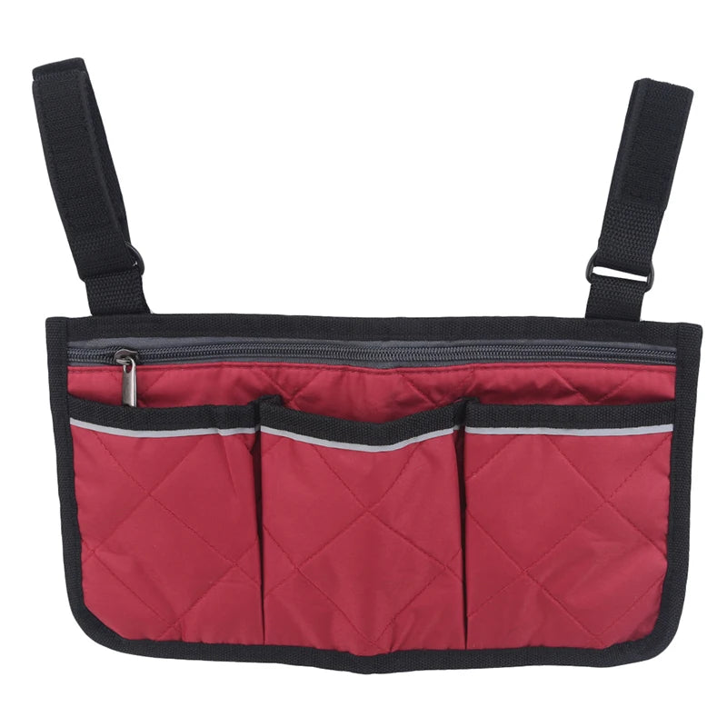 Wheelchair Bag Waterproof Pouch with Secure Reflective Strip Large Capacity Walker Storage Multifunctional