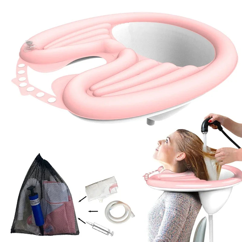Inflatable Hair Washing Basin Portable PVC Foldable Shampoo Basin for Pregnant Women Elderly Patient Quickly Inflated Deflated