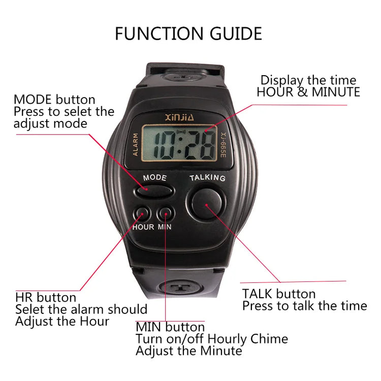 New Simple Old Men and Women Talking Watch Speak English Blind Electronic Digital Sports Wristwatches for the Elder