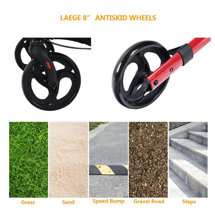 Lightweight Aluminium Folding Walking Mobility Aid with 4 Wheels