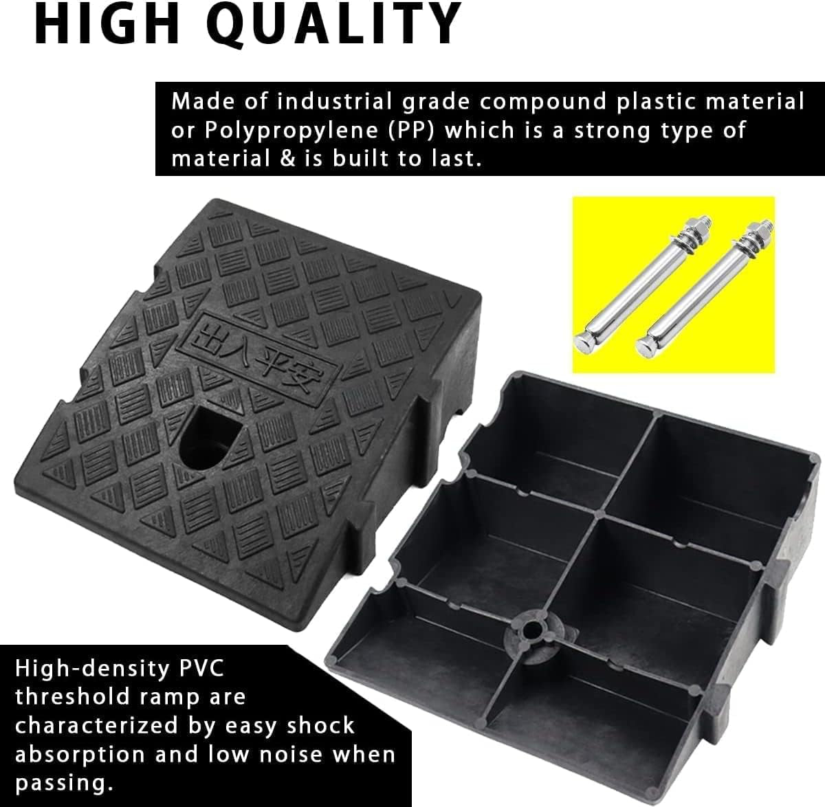 Kerb Ramps, Curb Ramp, Portable Lightweight Ramps 2PCS Threshold Ramps, for Driveway, Sidewalk, Car, Scooter, Set of 2 with 2 Expansion Bolts (10.6"X9.8"X2.76"-2Pcs)