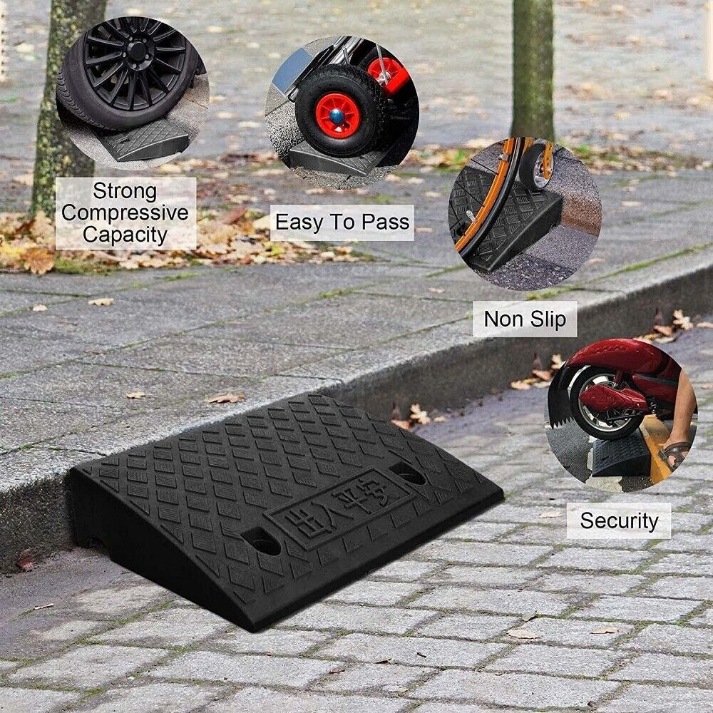 Universal Heavy-Duty Rubber Vehicle Slope Ramp for Cars and Bikes