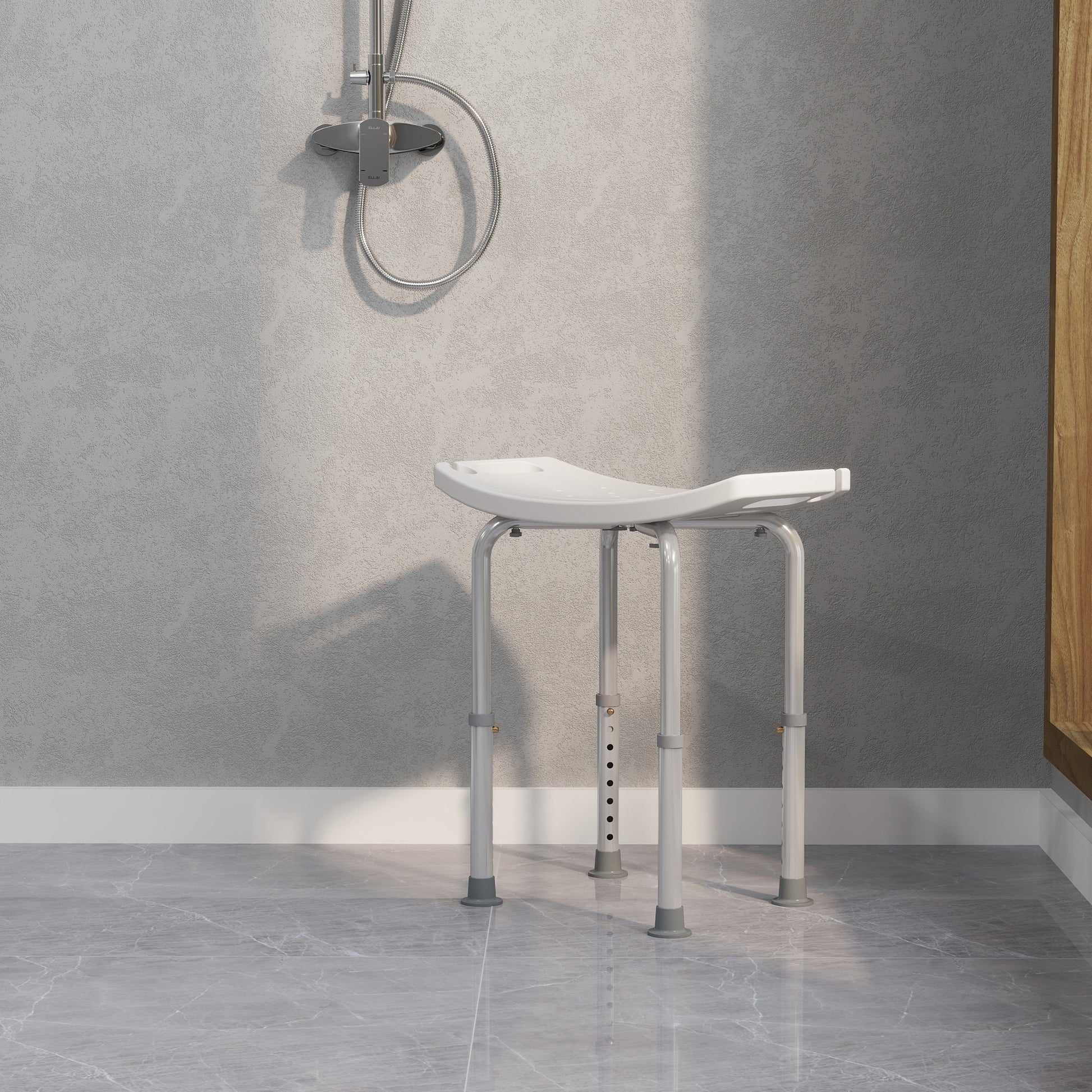 Height Adjustable Shower Stool W/ Non-Slip Foot Pads for Elderly Disabled