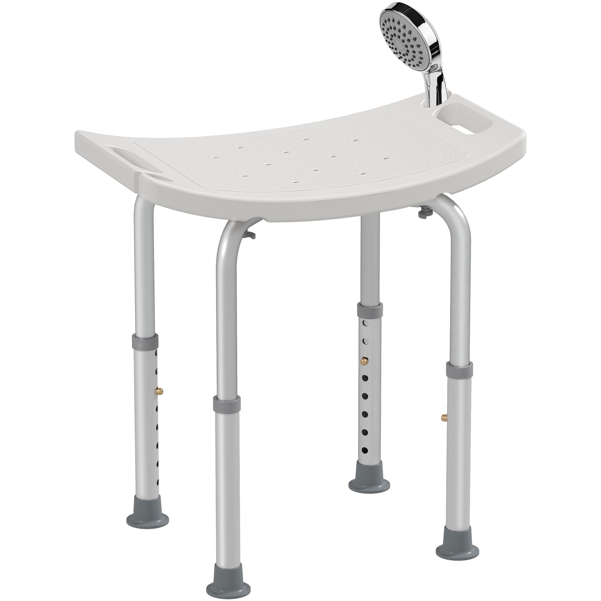 Height Adjustable Shower Stool W/ Non-Slip Foot Pads for Elderly Disabled