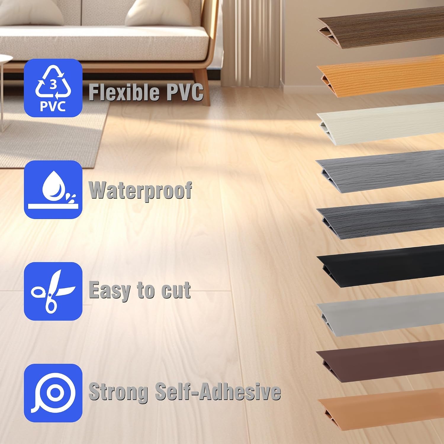 1 M Adhesive Door Threshold Ramp 5 Mm-10 Mm (H) PVC Transition Strips Floor Threshold Ramp, Width 5 Cm, Beige Wood Grain (Two Sides Adhesive)