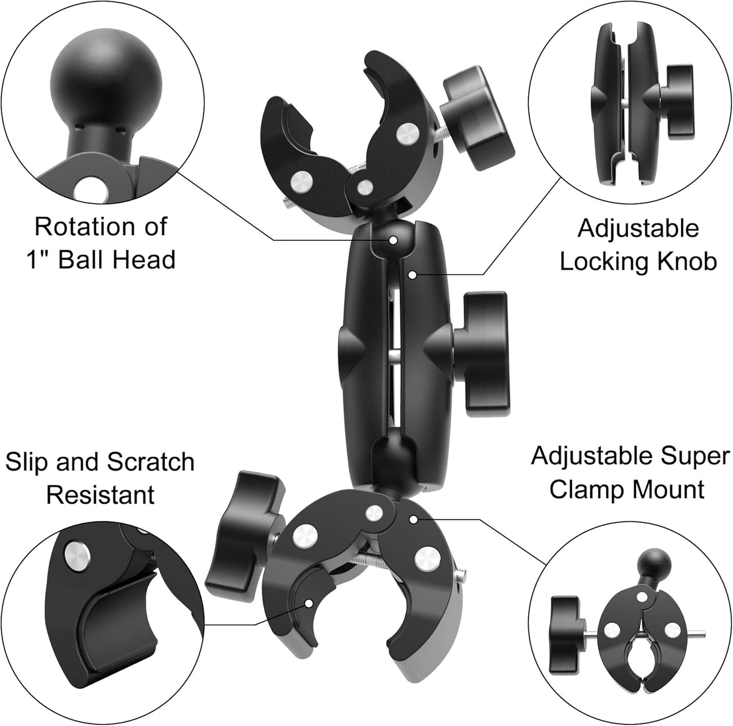 Taisioner Umbrella Holder Double Mount Clamp Bracket Monitor Magic Arm for Stroller,Wheelchair,Desk Photo Studio Light Stand,Photo Boom Stand,Cross Bars,Pole Stick Shoot Accessories Tools