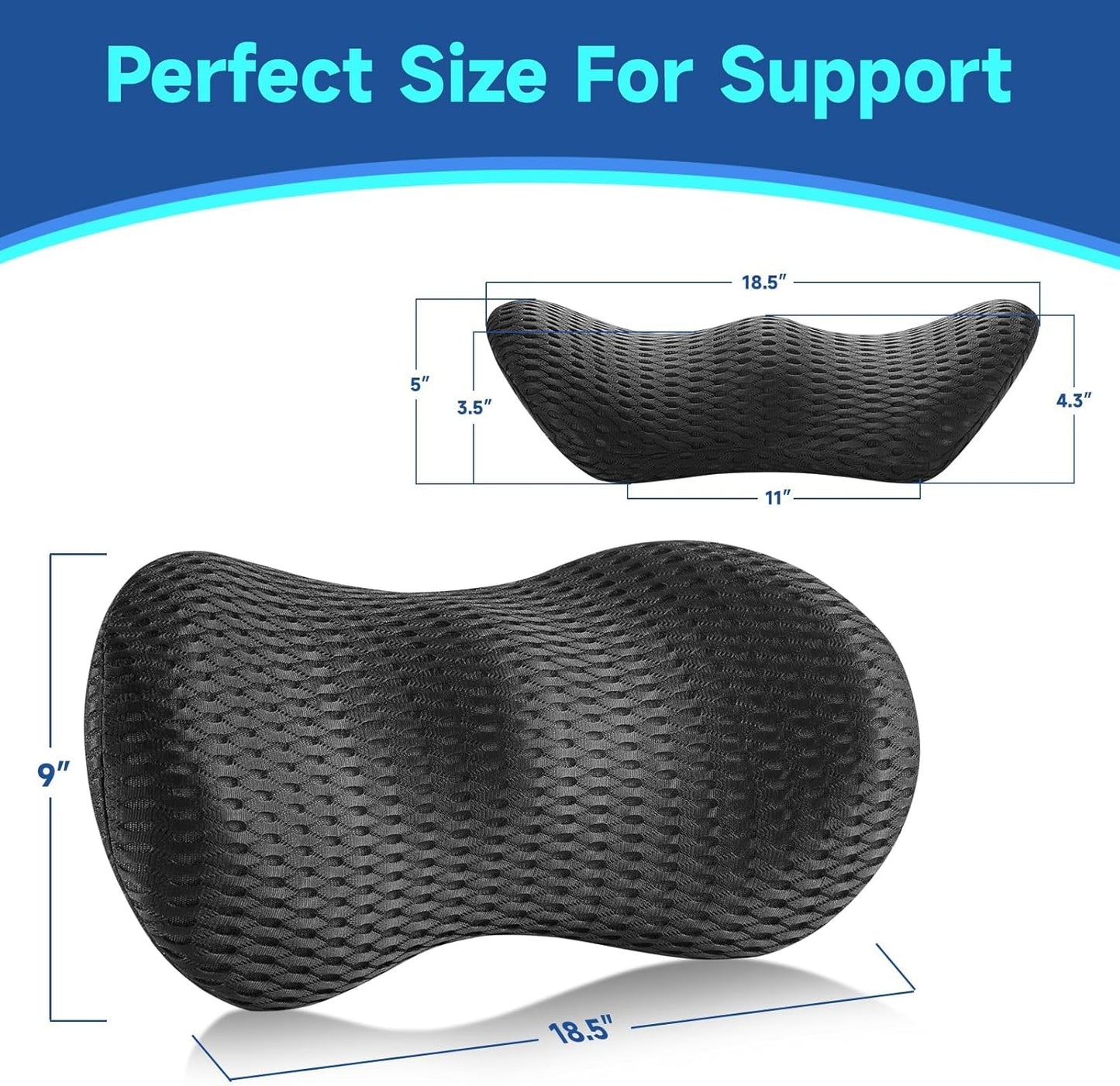 Lumbar Support Pillow for Office Chair, Car Lumbar Pillow, Memory Foam Back Support Cushion with Breathable 3D Mesh Back Support for Office Chair Back Support Backrest 3D-Small
