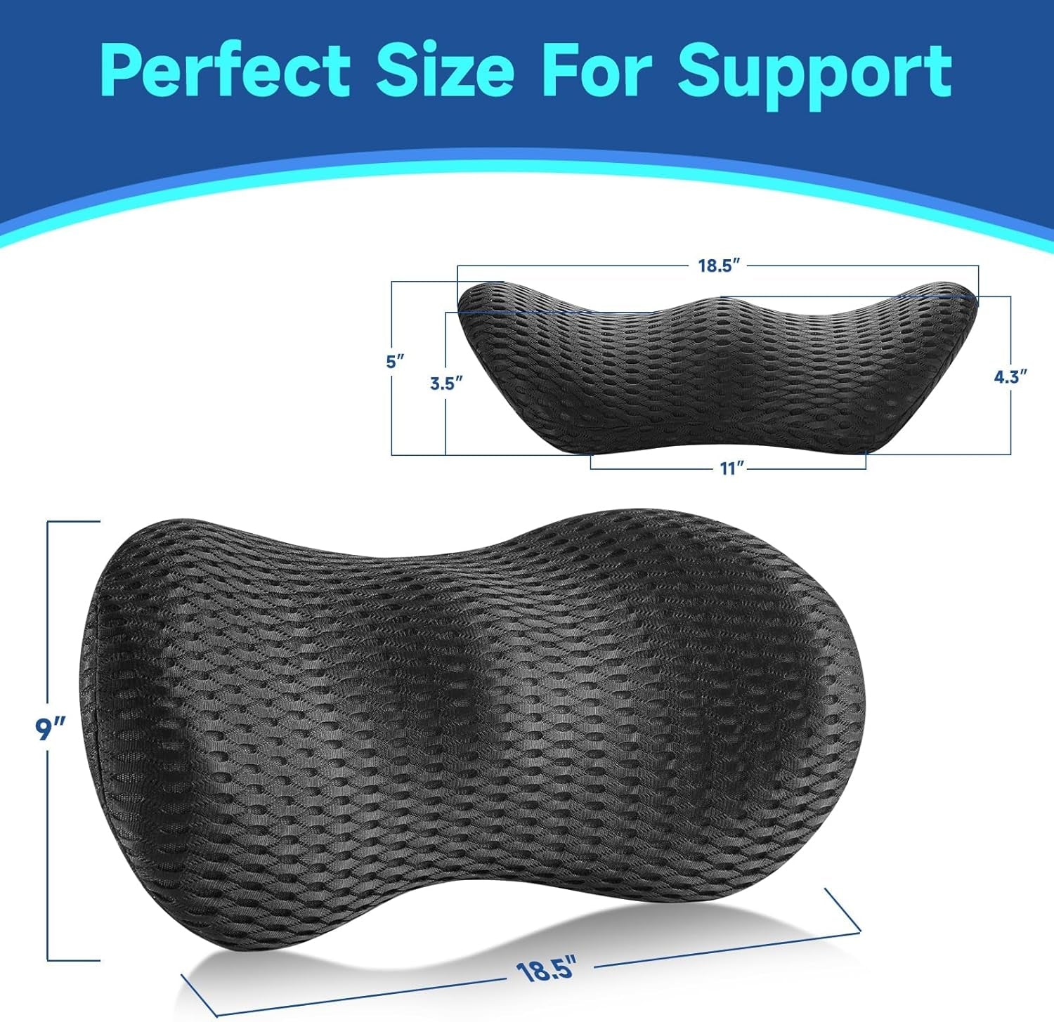 Lumbar Support Pillow for Office Chair, Car Lumbar Pillow, Memory Foam Back Support Cushion with Breathable 3D Mesh Back Support for Office Chair Back Support Backrest 3D-Small