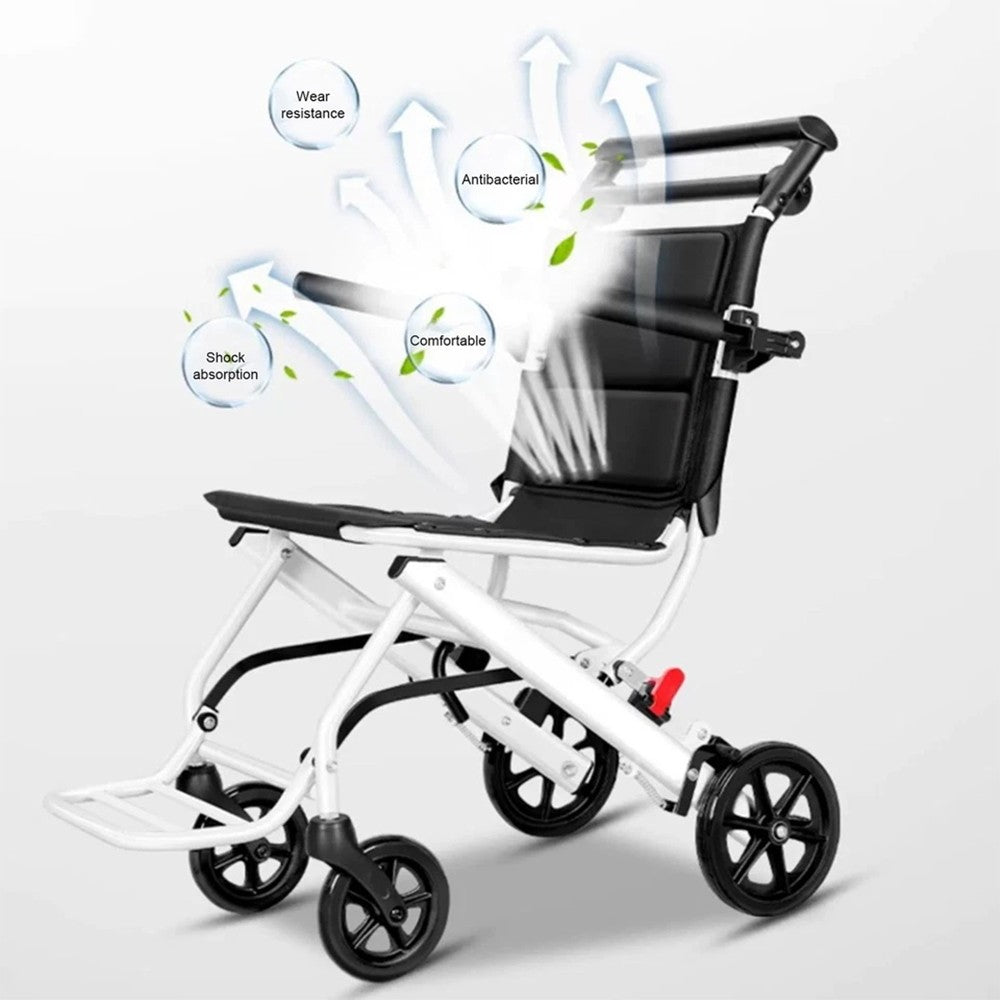 Folding Wheelchair Lightweight Portable Wheelchair with Adjustable Safety Strap